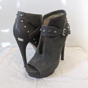 Michael Kors Ailee Open Toe Gray Suede Boots